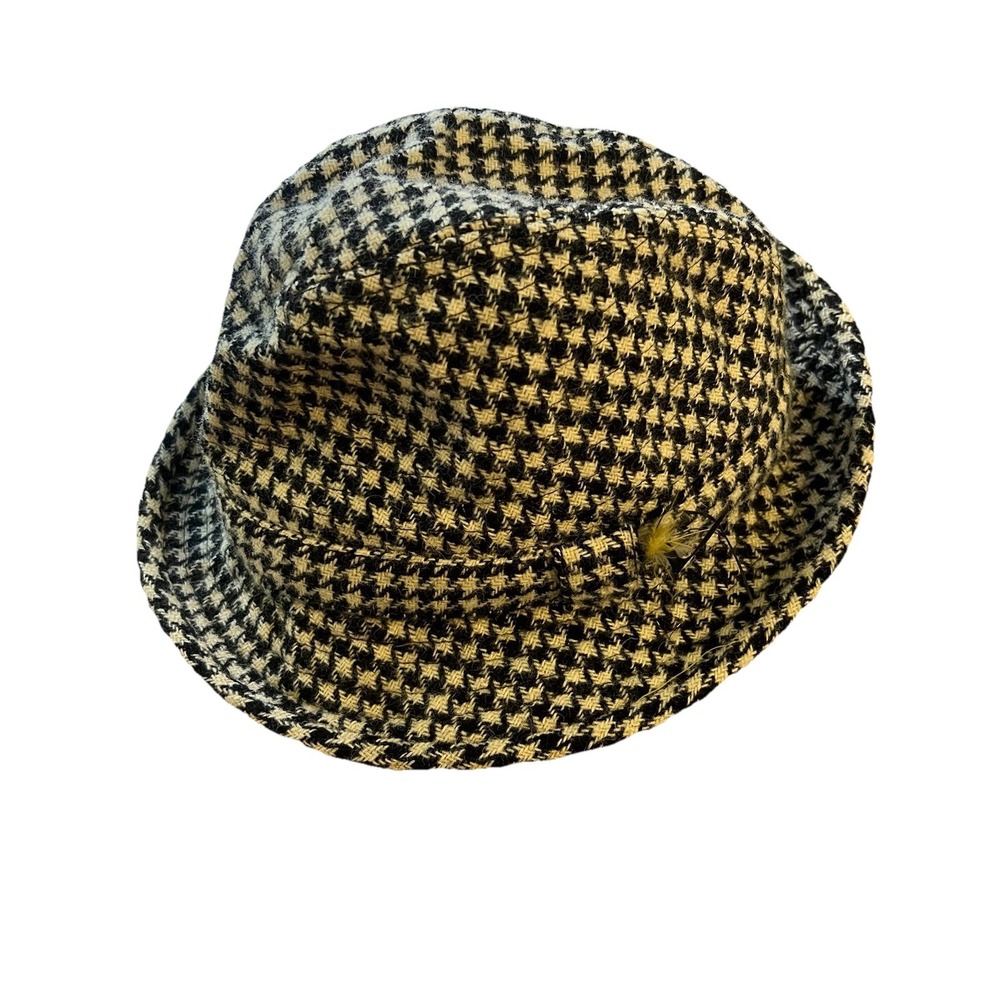 Vtg W. Bill Ltd Bond Street England 100% Wool 7 1/8 Sz 58‎ Houndstooth Designer